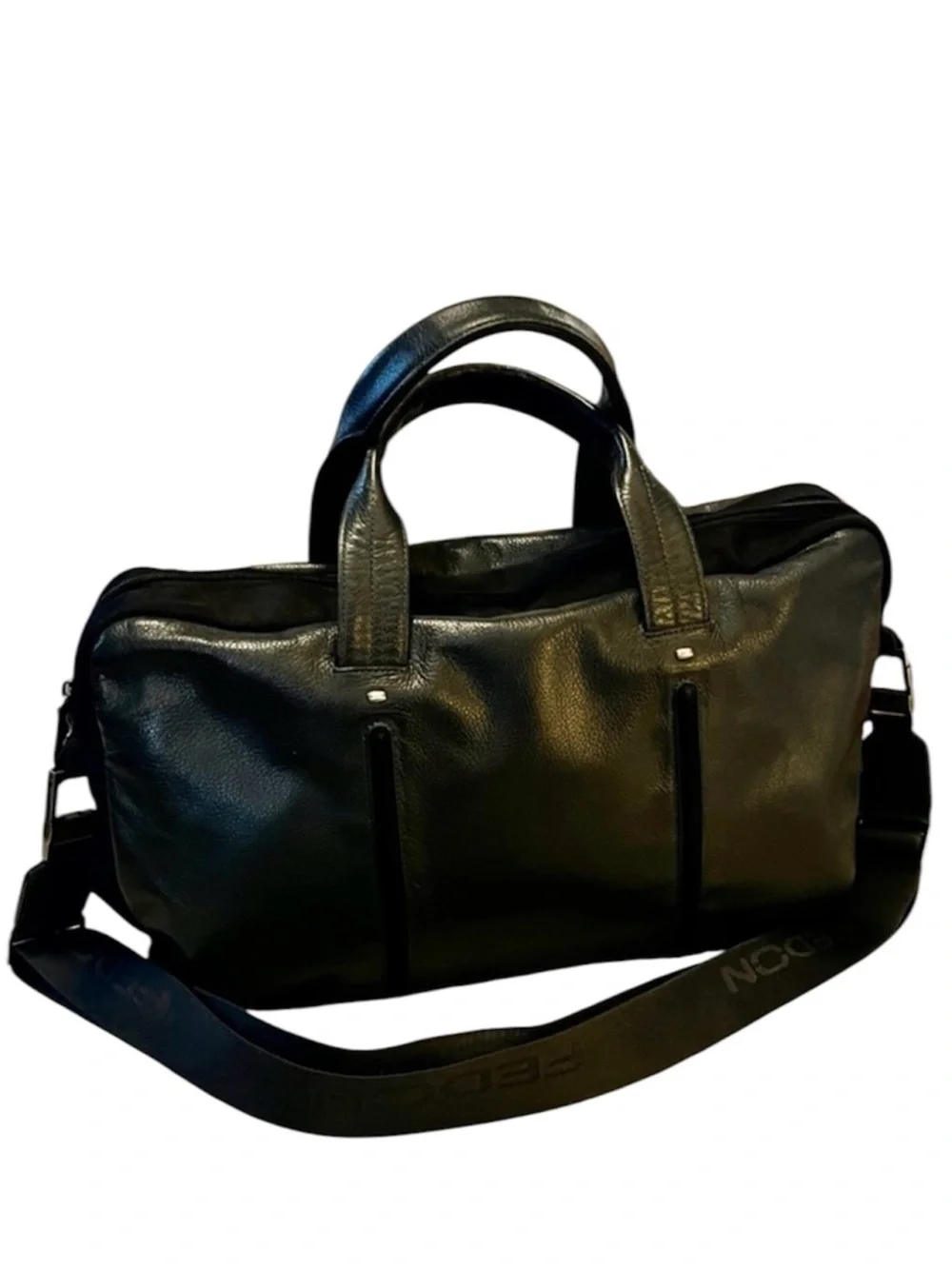 Georgia Fedon Pebbled Leather Canvas Laptop Briefcase Attaché & Strap